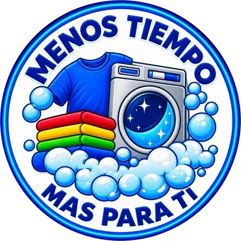 Logotipo de Lavandería Wash & Ready: menos tiempo, más para ti